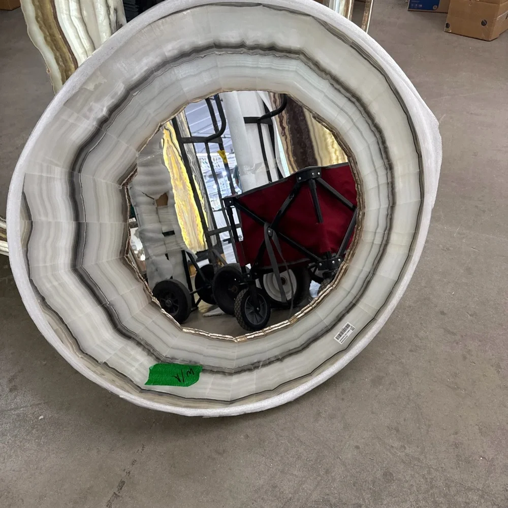 Elegant White and Gray Onyx Mirror
